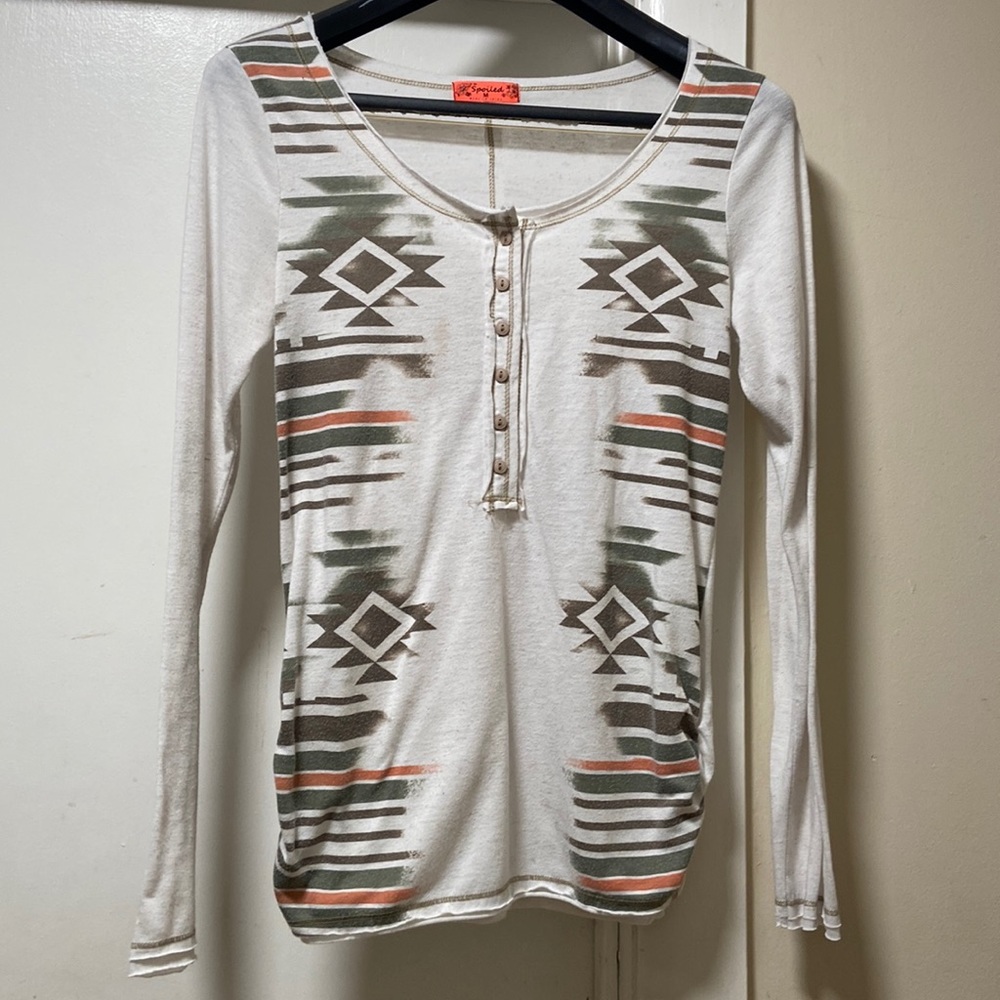Spoiled Woman’s Medium long sleeved 1/2 button up Shirt